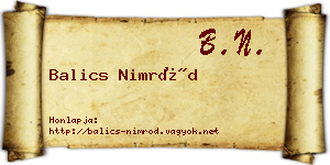 Balics Nimród névjegykártya